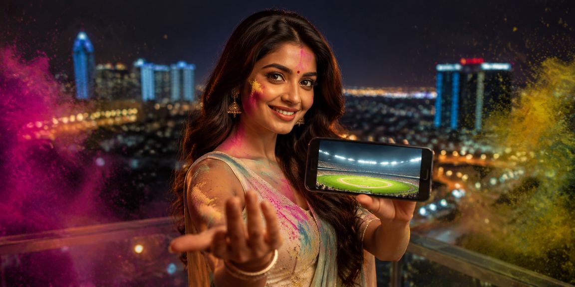Excited Indian cricket fans betting on mobile during festival